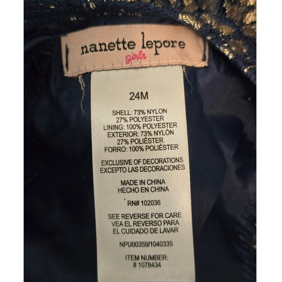 Nanette Lapore Girls Navy Blue Gold Roses Special Occation Dress 24 Months NWT - Picture 5 of 5